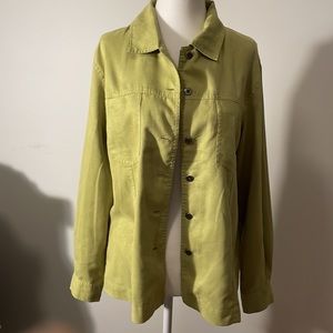 Chico’s Lime Green Faux Suede Button Down Top/Jacket Size 1 (US 8)